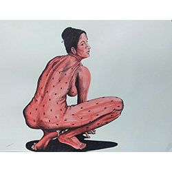 Squatting pink female